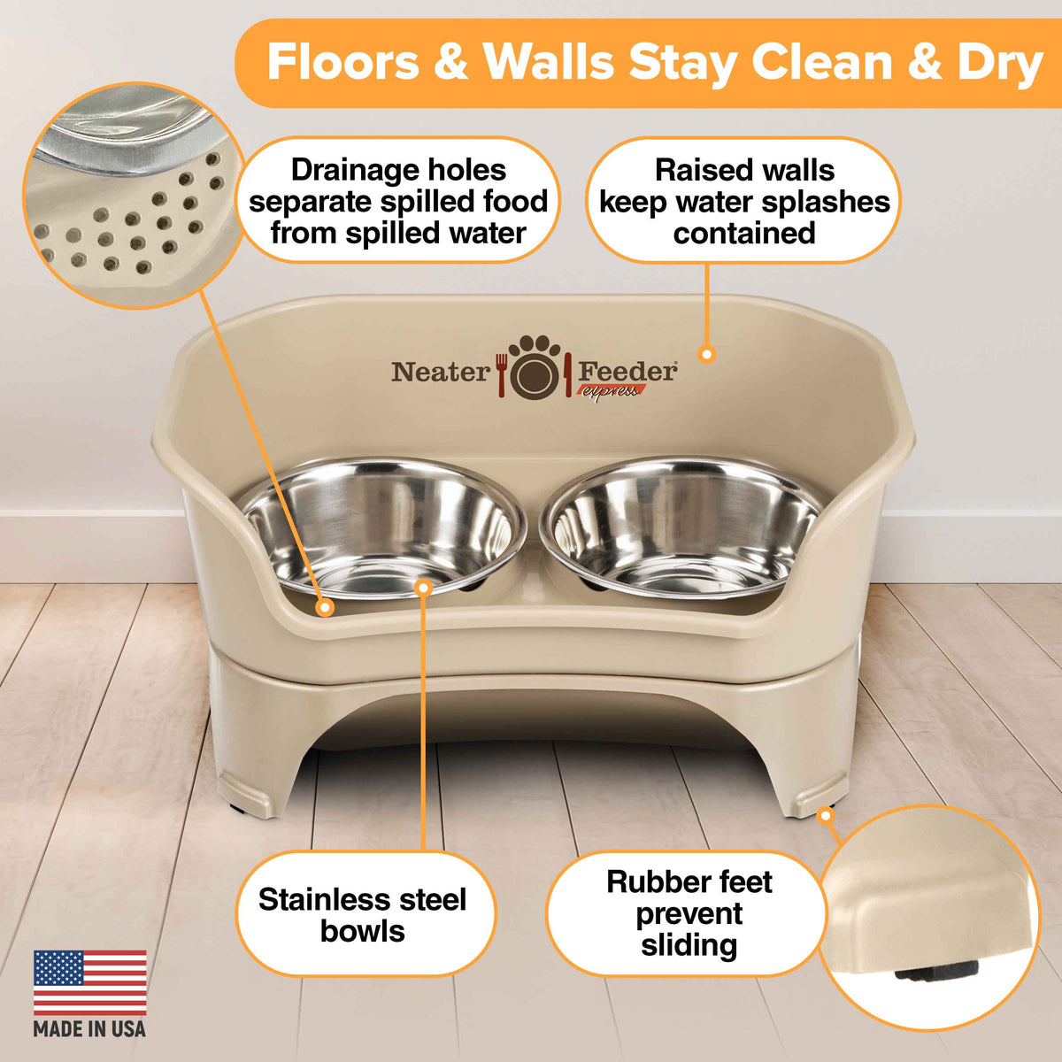 Elevated Mess-Proof Pet Feeding Station, Spill-Containment Design and Dishwasher-Safe Stainless Steel Bowls source image 45