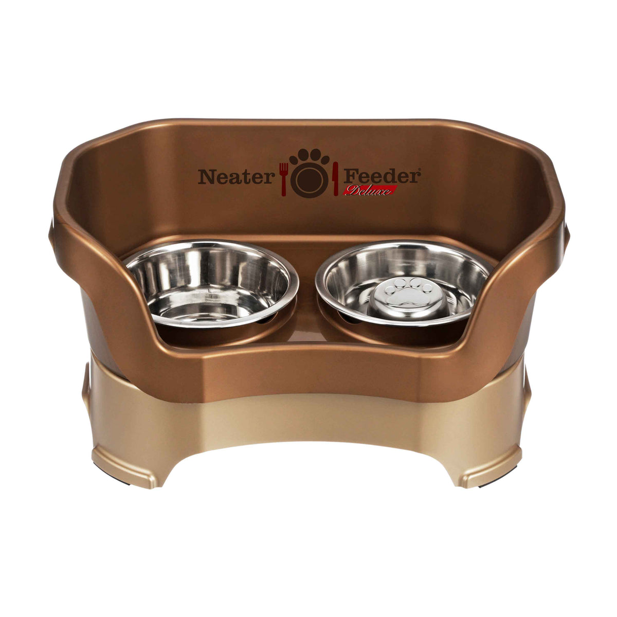 Elevated Slow Feeder Station for Dogs, Stainless Steel Bowl Set and Spill-Catching Basin in Three Sizes source image 45
