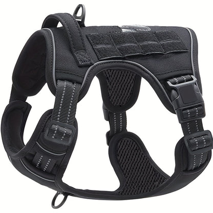 No-Pull Dog Harness Military Style Reflective Vest with Control Handle – Tactical Dog Harness for Training & Service Dogs, S/M/L/XL, Black, Dark Violet, Khaki, Grey, Yellowish-Brown