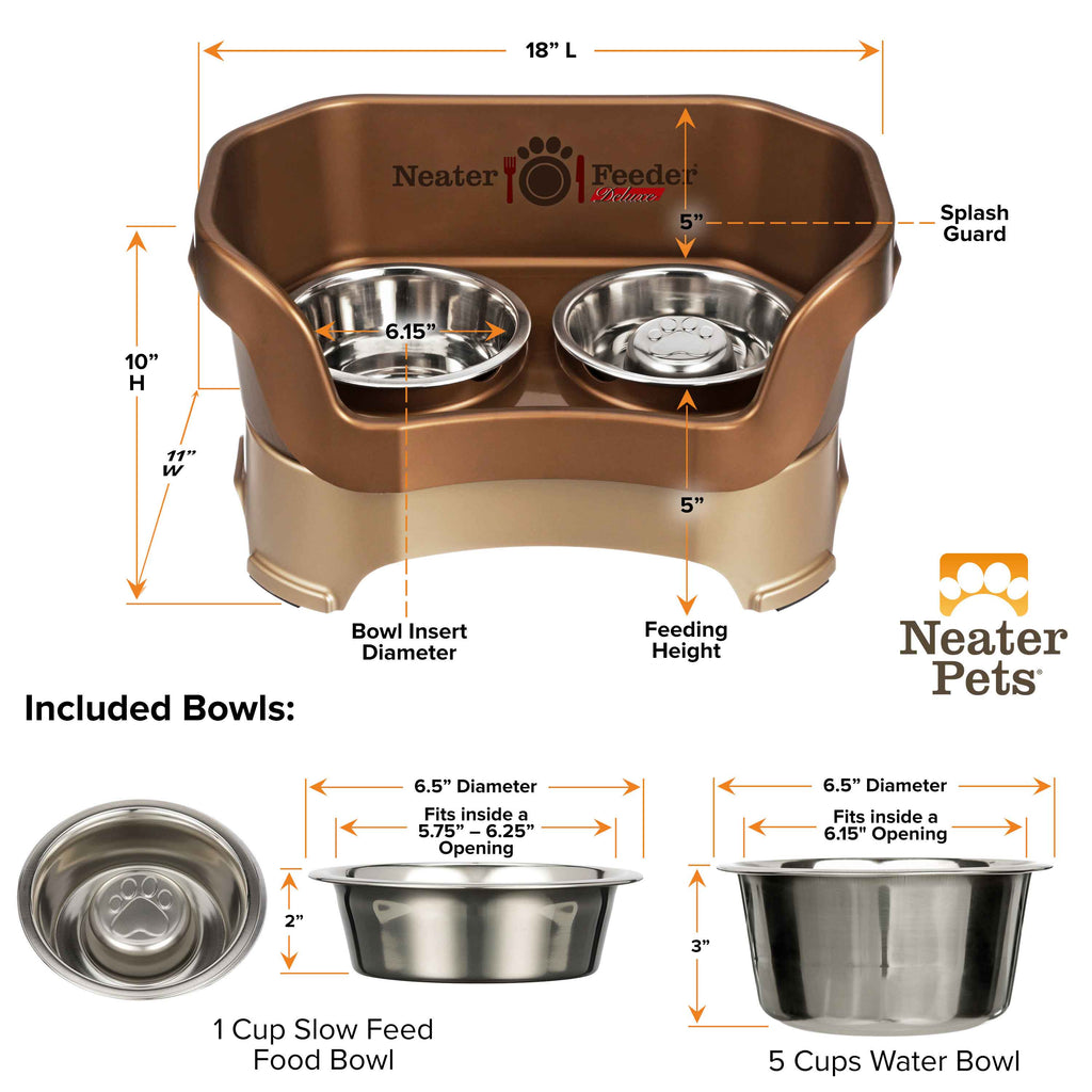 Elevated Slow Feeder Station for Dogs, Stainless Steel Bowl Set and Spill-Catching Basin in Three Sizes source image 47