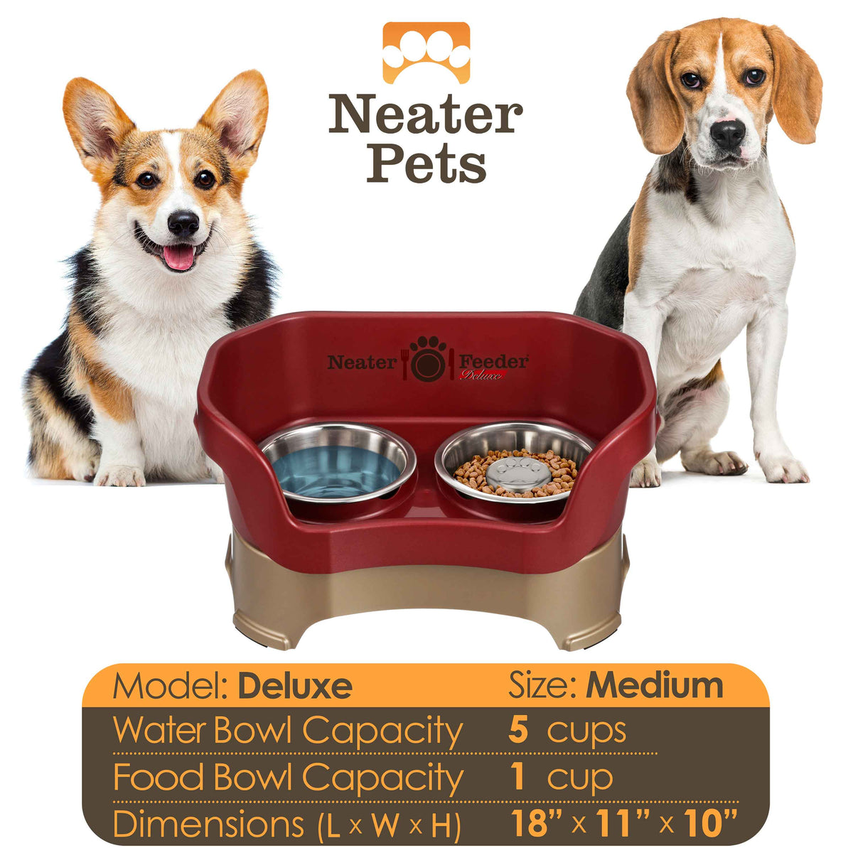 Elevated Slow Feeder Station for Dogs, Stainless Steel Bowl Set and Spill-Catching Basin in Three Sizes source image 49