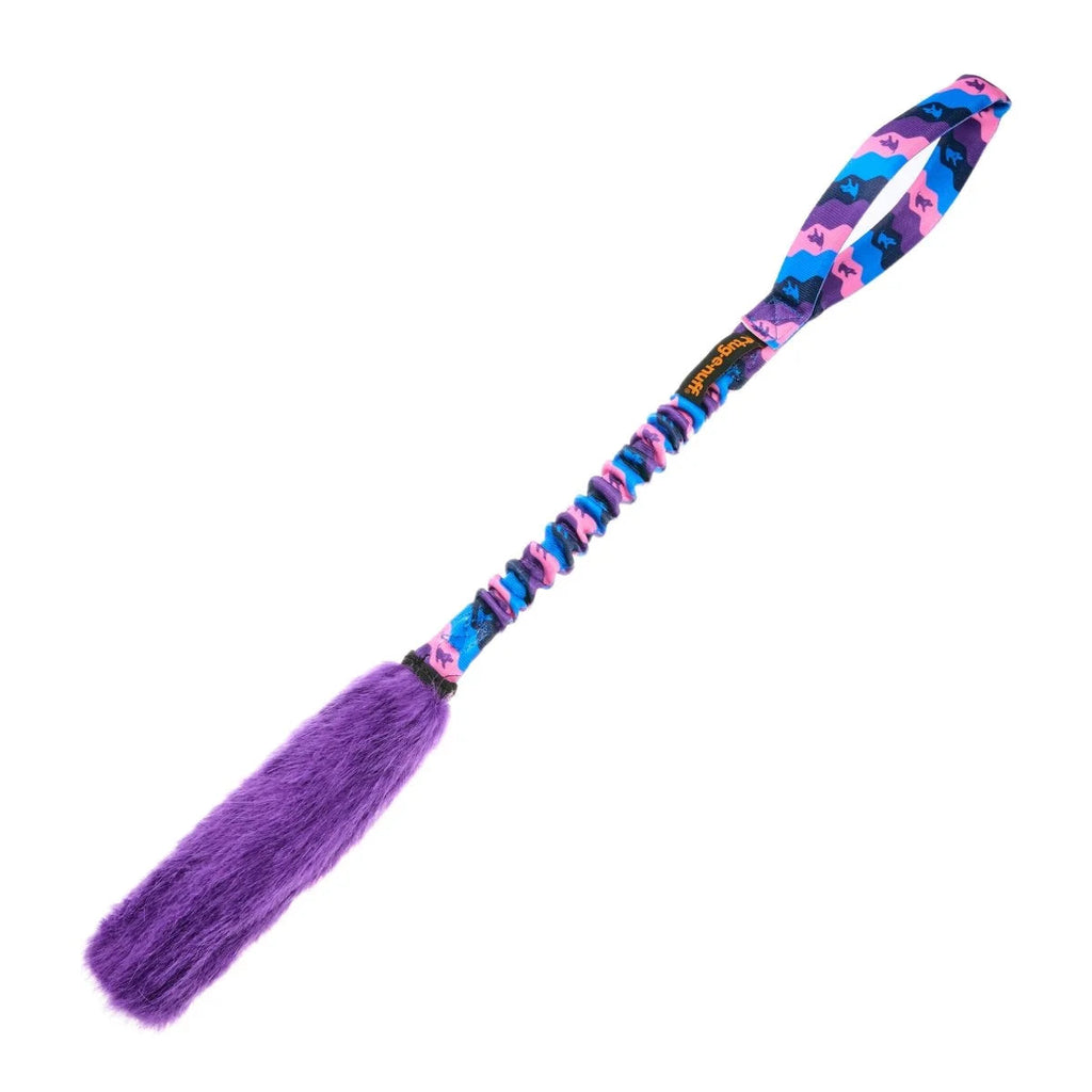 Interactive Faux Fur Dog Tug Toy Purple Pattern