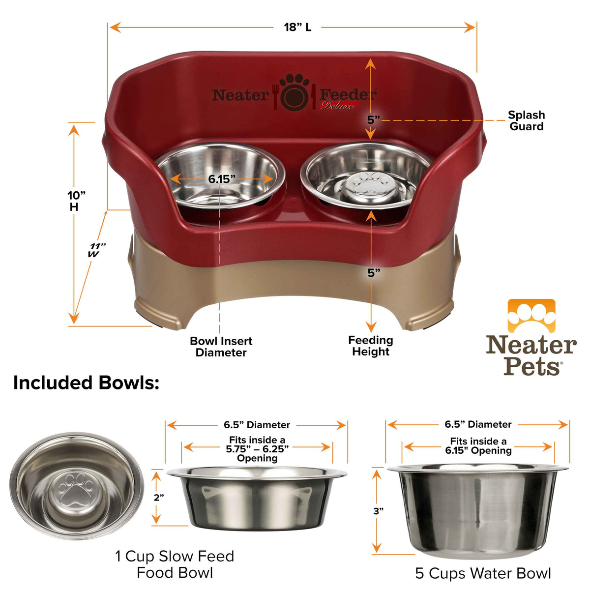 Elevated Slow Feeder Station for Dogs, Stainless Steel Bowl Set and Spill-Catching Basin in Three Sizes source image 50
