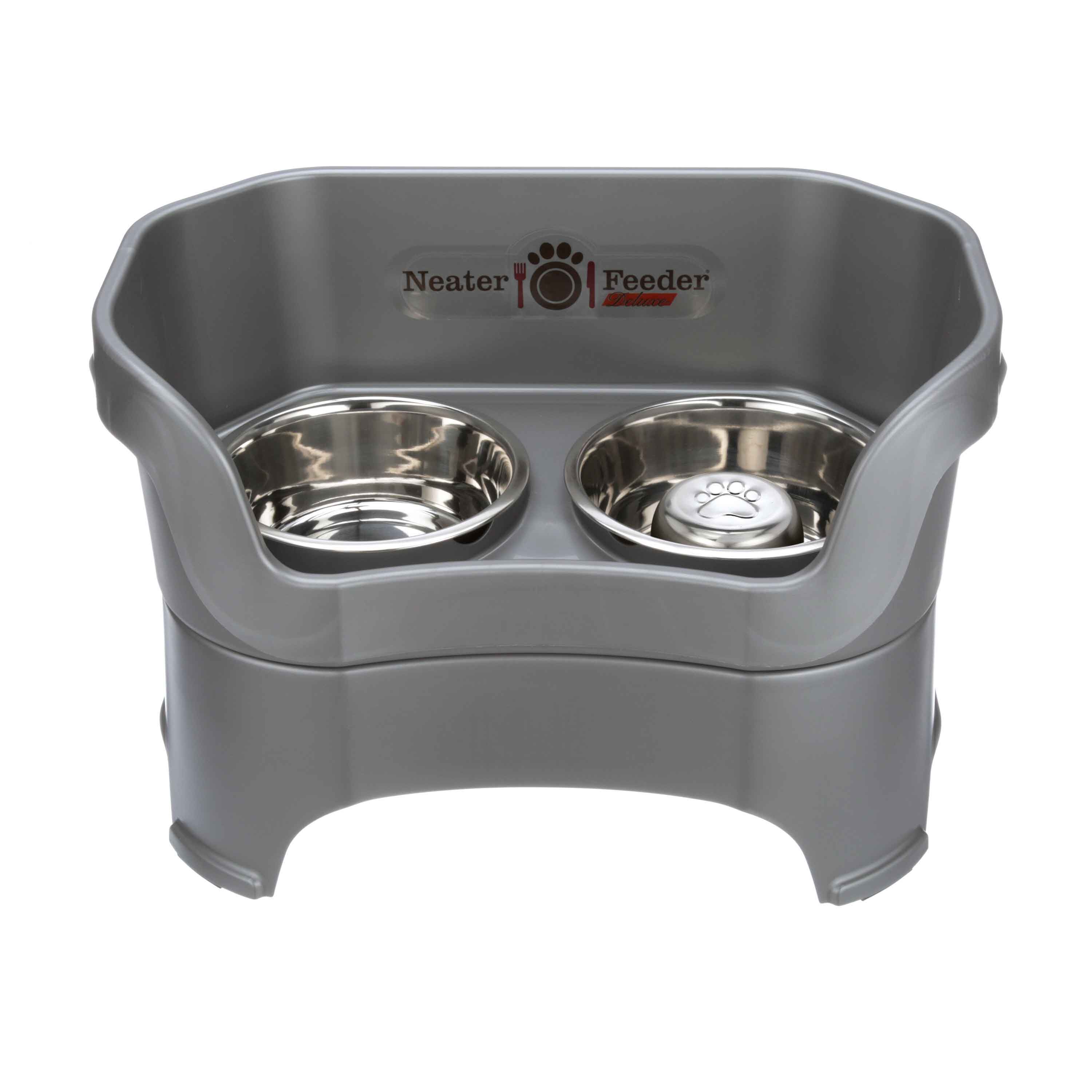 Elevated Slow Feeder Station for Dogs, Stainless Steel Bowl Set and Spill-Catching Basin in Three Sizes source image 51