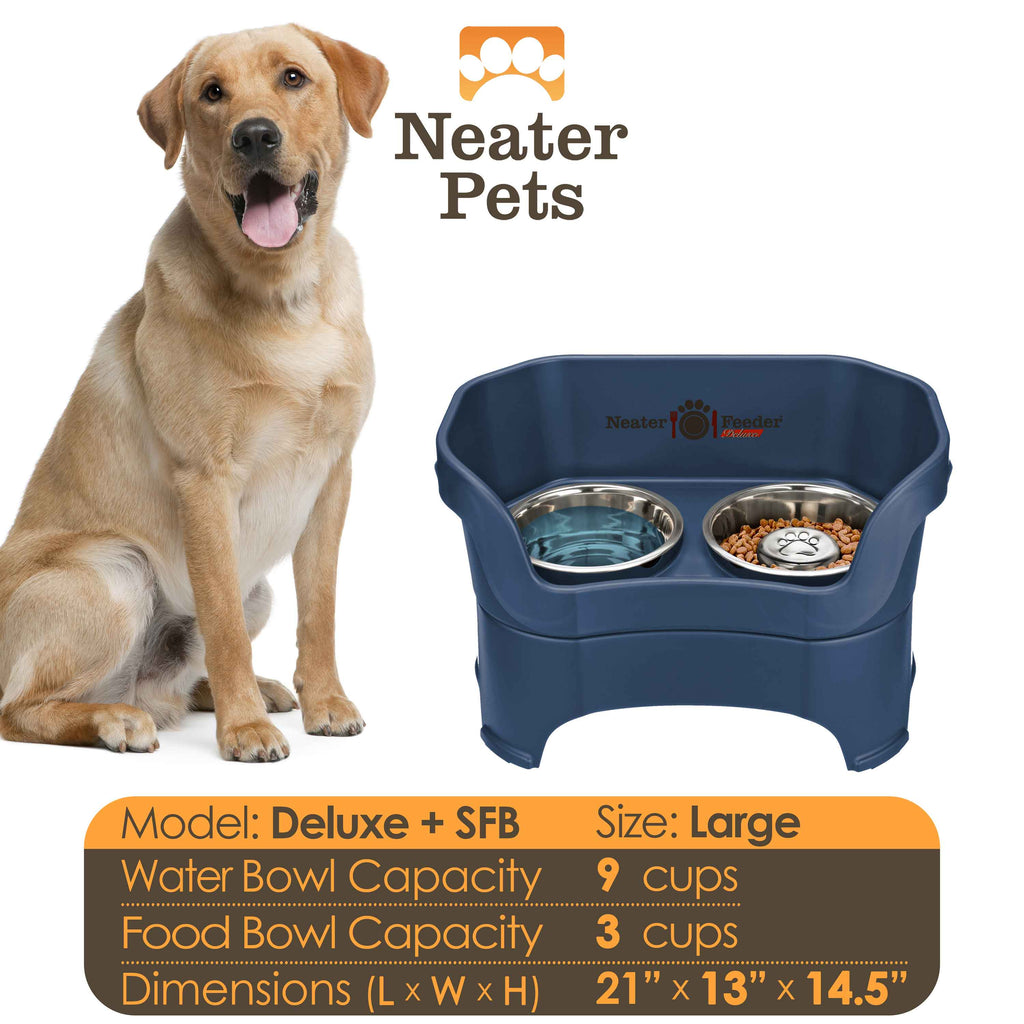 Elevated Slow Feeder Station for Dogs, Stainless Steel Bowl Set and Spill-Catching Basin in Three Sizes source image 55