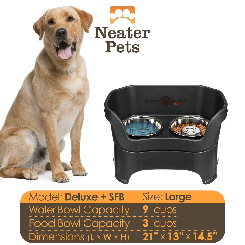 Elevated Slow Feeder Station for Dogs, Stainless Steel Bowl Set and Spill-Catching Basin in Three Sizes source image 58