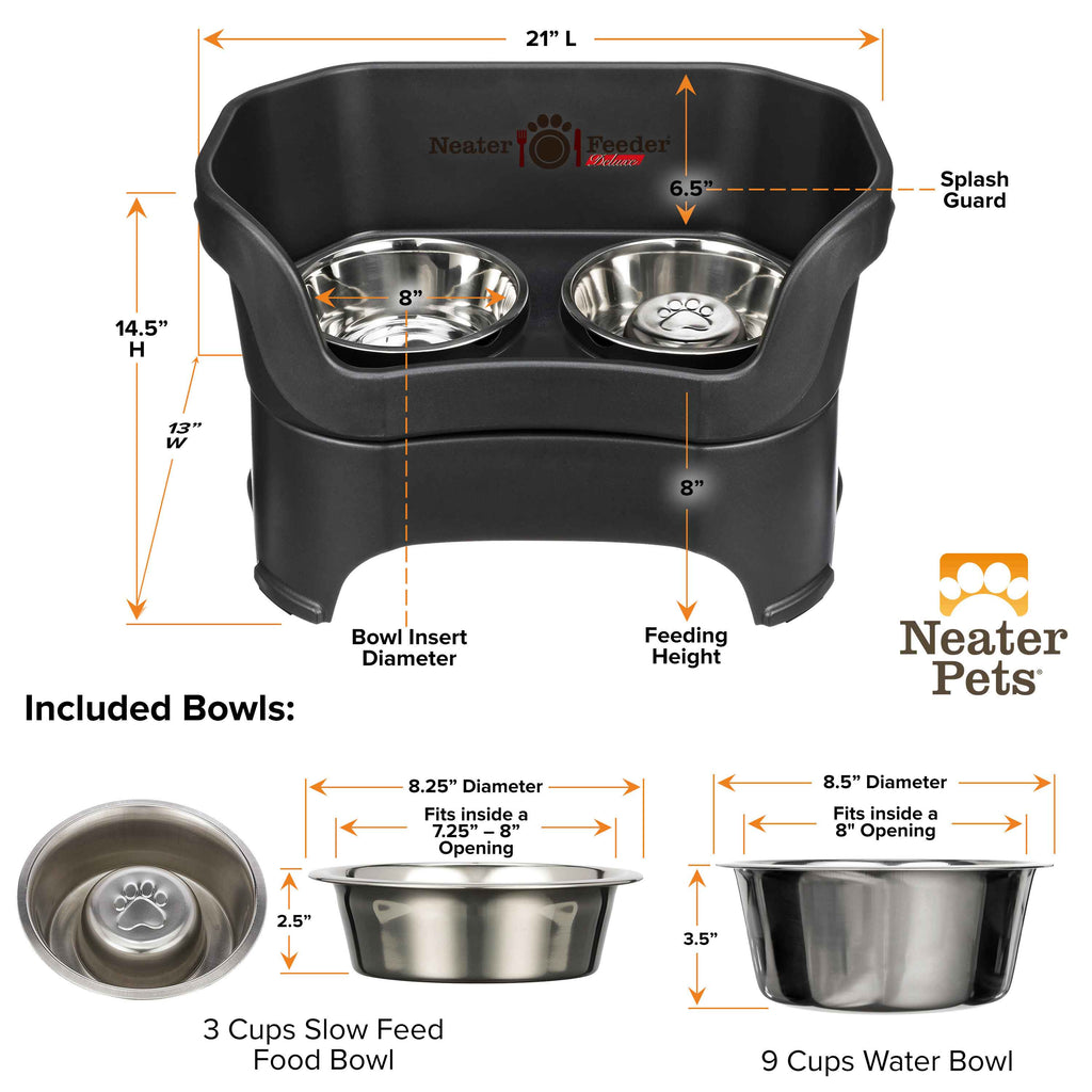 Elevated Slow Feeder Station for Dogs, Stainless Steel Bowl Set and Spill-Catching Basin in Three Sizes source image 59