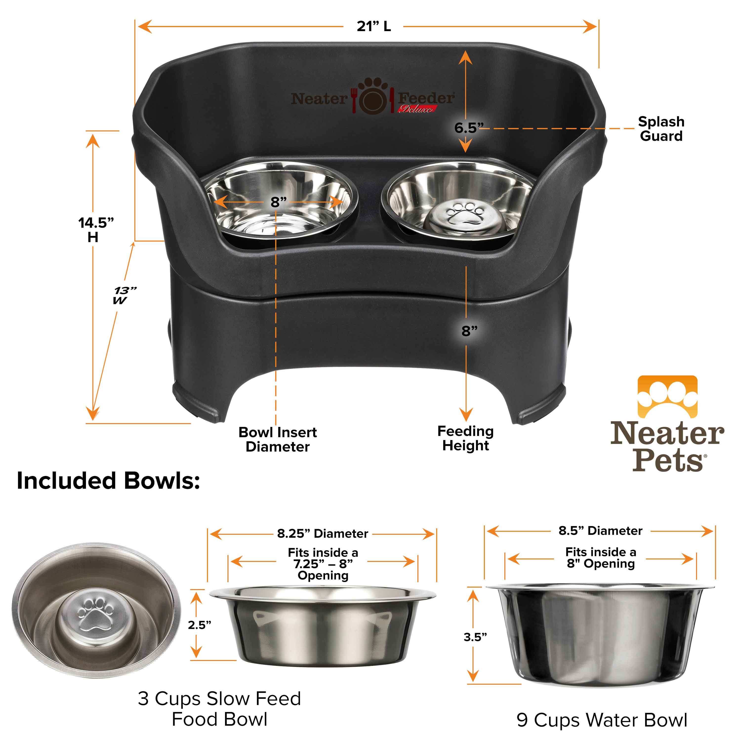 Elevated Slow Feeder Station for Dogs, Stainless Steel Bowl Set and Spill-Catching Basin in Three Sizes source image 59
