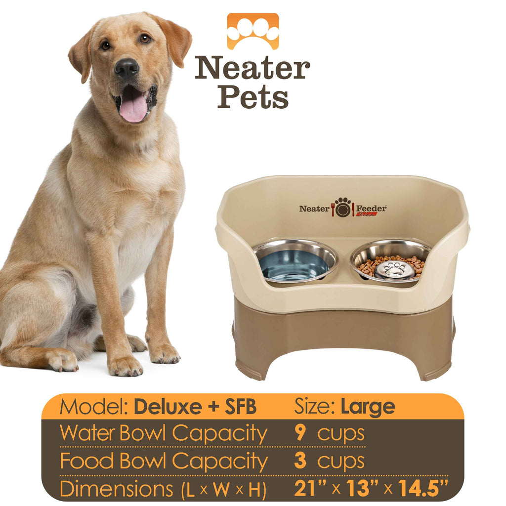 Elevated Slow Feeder Station for Dogs, Stainless Steel Bowl Set and Spill-Catching Basin in Three Sizes source image 64