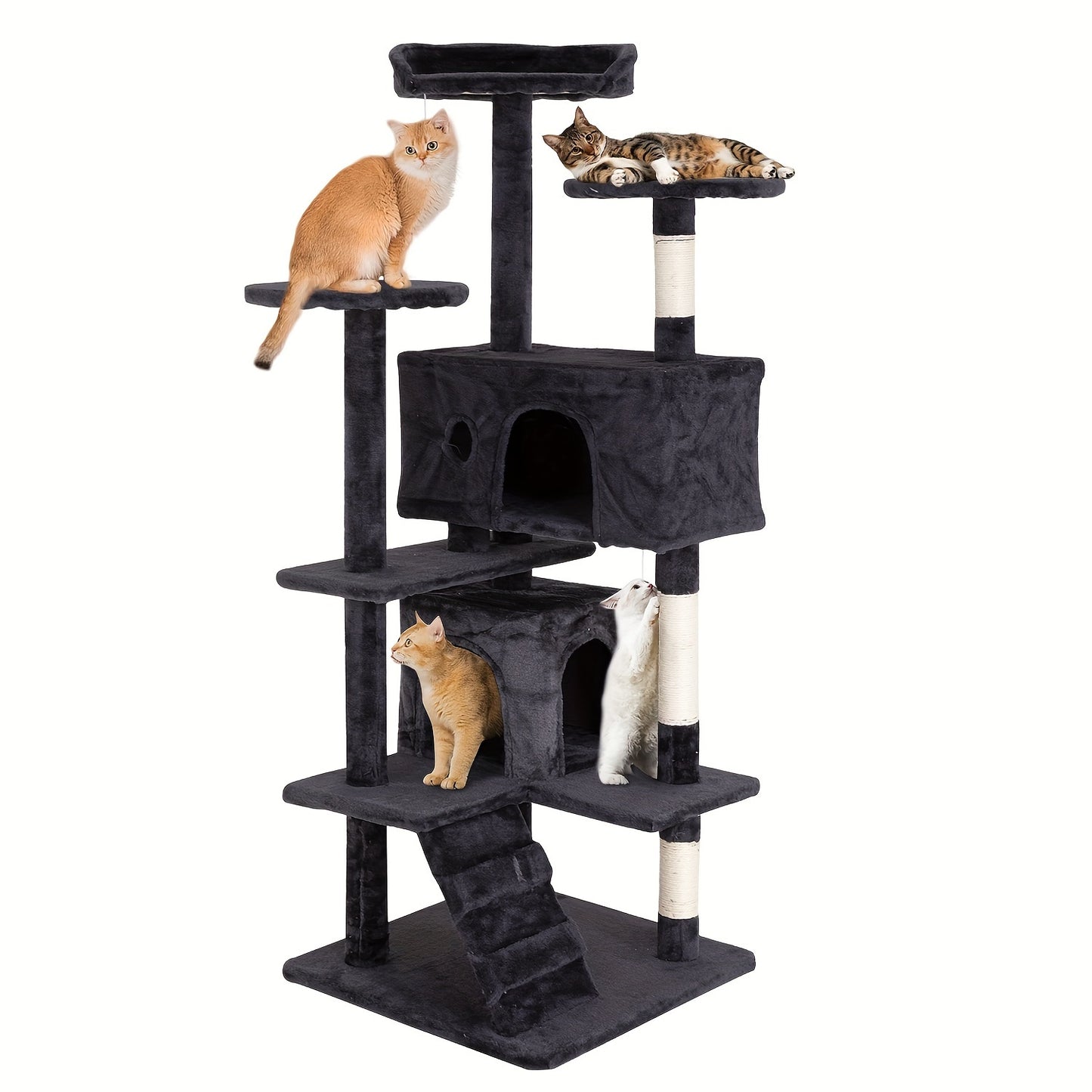 Cat Tree Tower Multi-Layer with Scratching Post, Perch Platforms & Cat Apartments – Tall Cat Climbing Frame for Indoor Cats, Space-Saving Design, Heights 36–80 Inch, 6 Colors