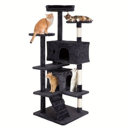 Cat Tree Tower Multi-Layer with Scratching Post, Perch Platforms & Cat Apartments – Tall Cat Climbing Frame for Indoor Cats, Space-Saving Design, Heights 36–80 Inch, 6 Colors