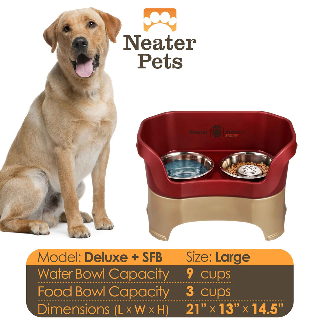 Elevated Slow Feeder Station for Dogs, Stainless Steel Bowl Set and Spill-Catching Basin in Three Sizes source image 70