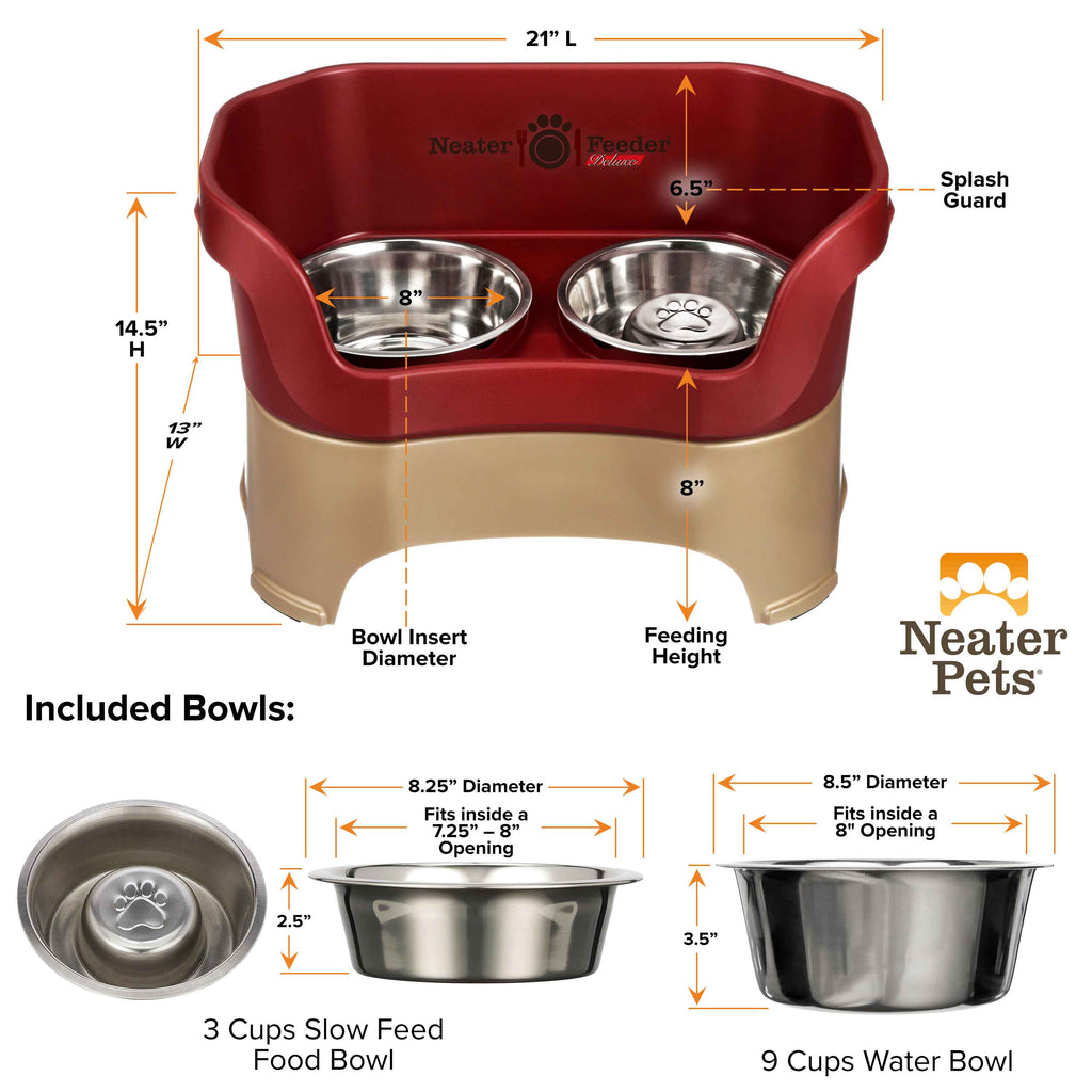 Elevated Slow Feeder Station for Dogs, Stainless Steel Bowl Set and Spill-Catching Basin in Three Sizes source image 71