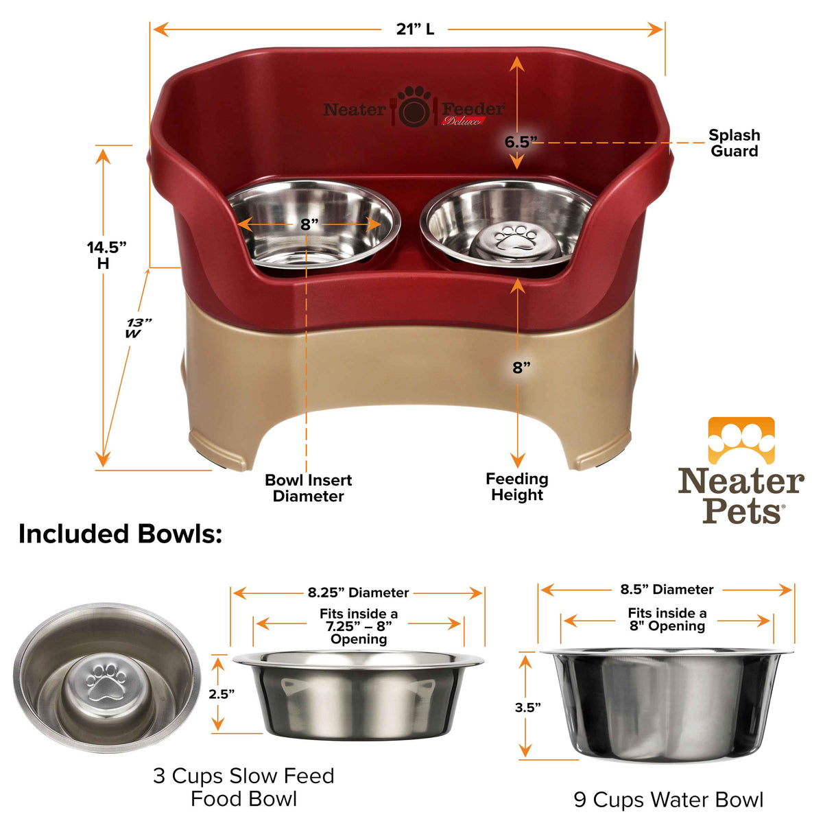 Elevated Slow Feeder Station for Dogs, Stainless Steel Bowl Set and Spill-Catching Basin in Three Sizes source image 71