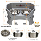 Elevated Slow Feeder Station for Dogs, Stainless Steel Bowl Set and Spill-Catching Basin in Three Sizes source image 74
