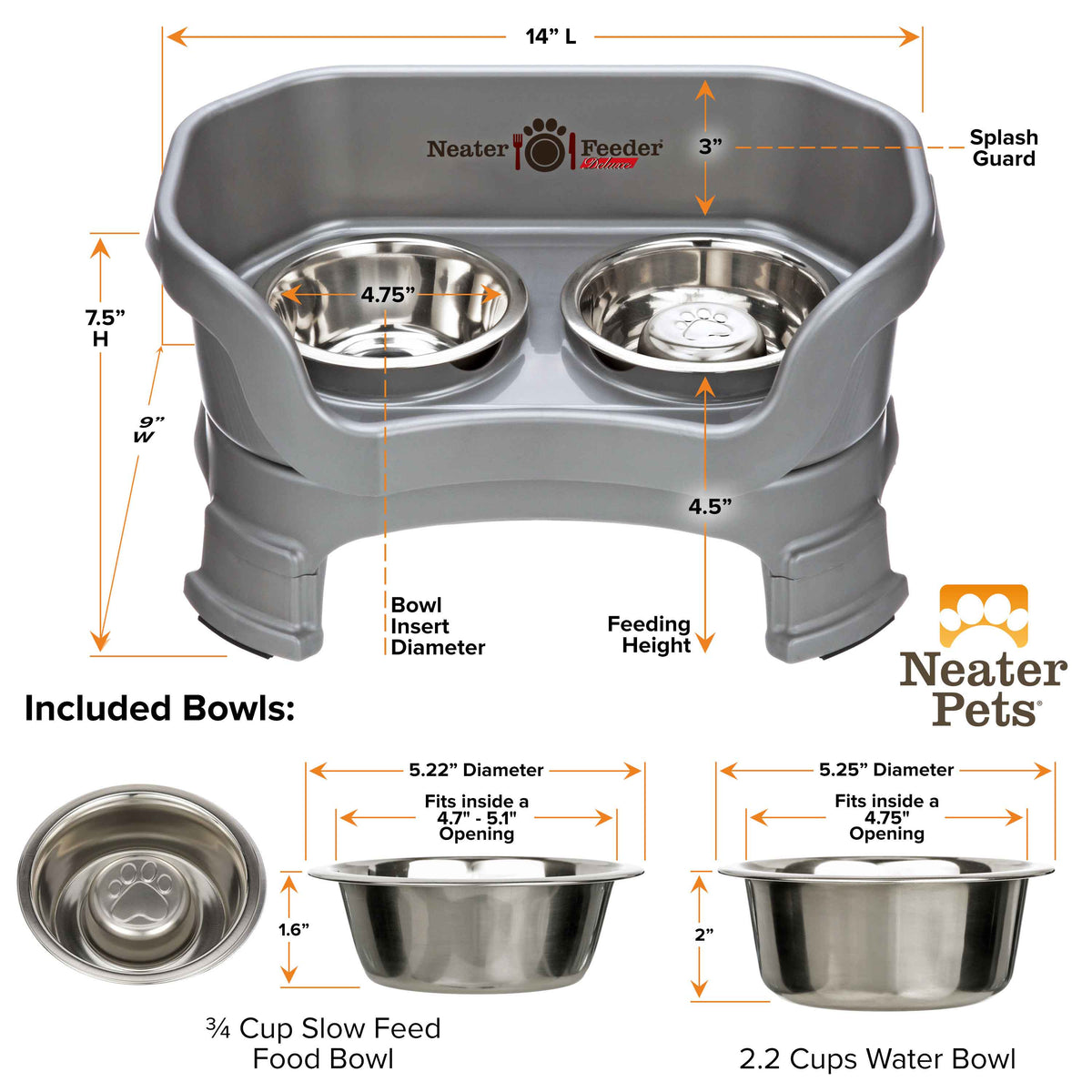 Elevated Slow Feeder Station for Dogs, Stainless Steel Bowl Set and Spill-Catching Basin in Three Sizes source image 74