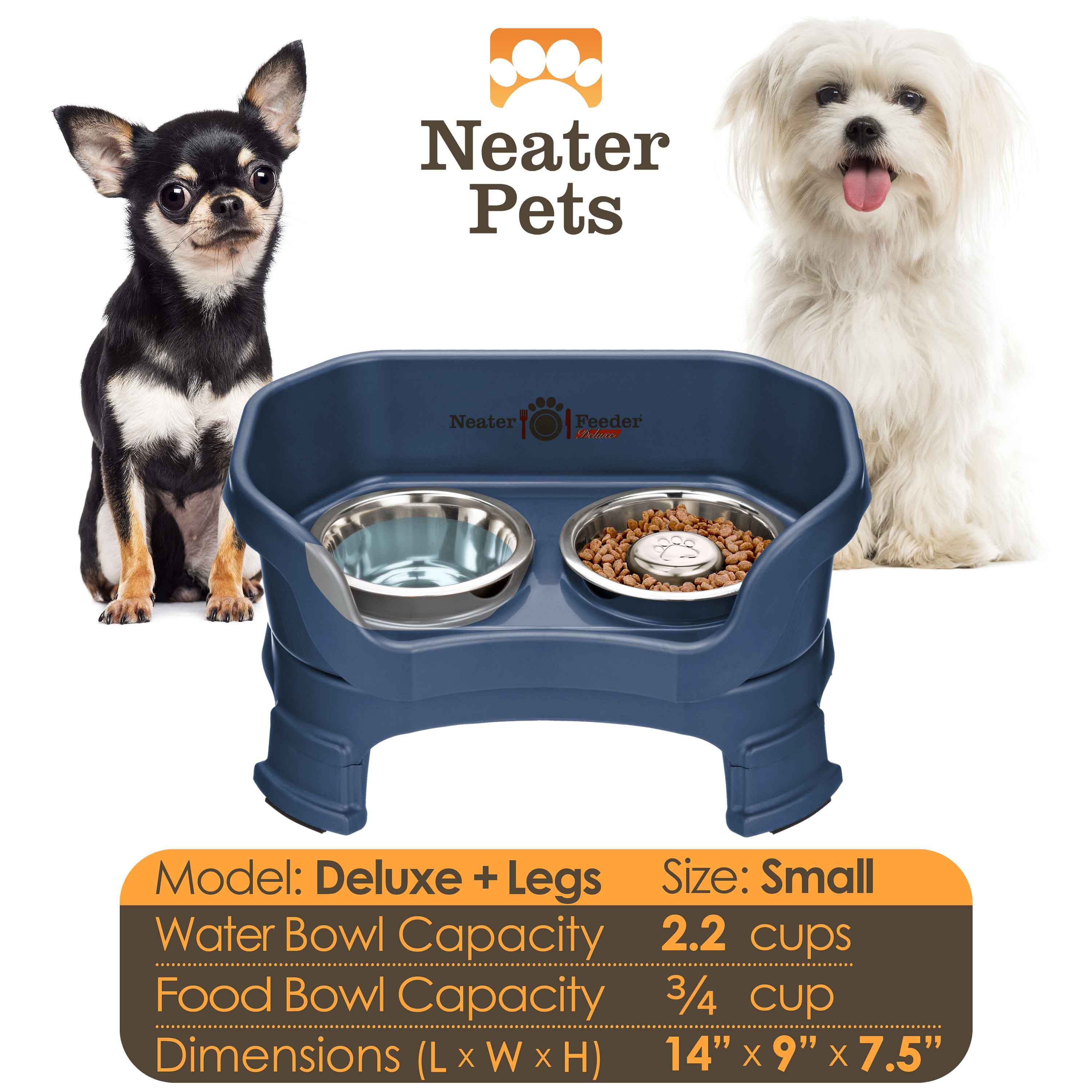 Elevated Slow Feeder Station for Dogs, Stainless Steel Bowl Set and Spill-Catching Basin in Three Sizes source image 76