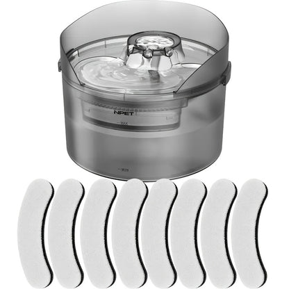 Dog Water Fountain Bowl Dispenser - 1.3Gal/5L & 2Gal/8L Large Capacity, Automatic Flowing Design, Splatter Guard, Replacement Filters Included, Low Voltage, Suitable for Dogs & Multiple Pets, NPET