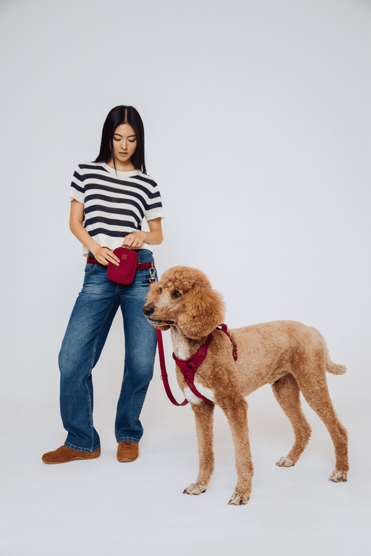 Hands-Free Dog Walking Set for Waist or Shoulder Wear, Neoprene Harness and Compact Pouch Bundle source image 80