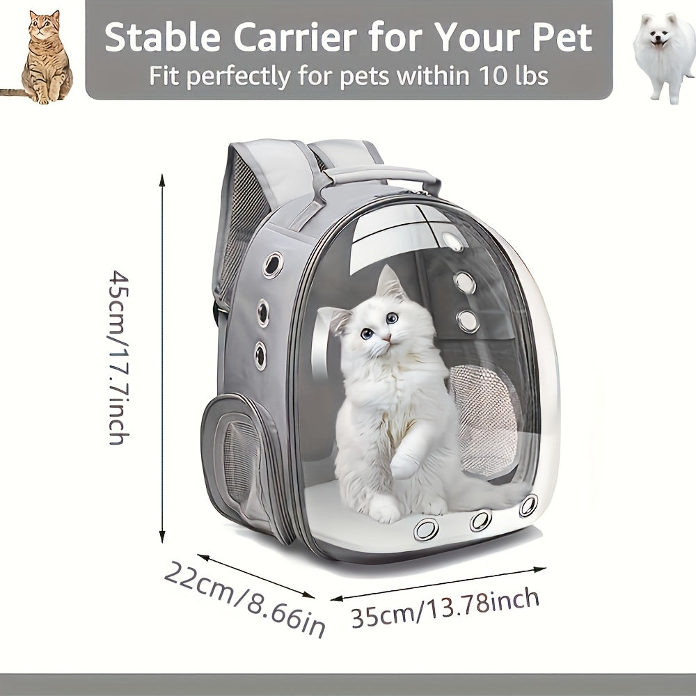Space Capsule Pet Backpack Carrier for Cats & Small Dogs - Portable Double Shoulder Bag with Bubble Window, Breathable Lightweight Travel Backpack for Pets, Hands-Free Cat Carrier Bag, Black