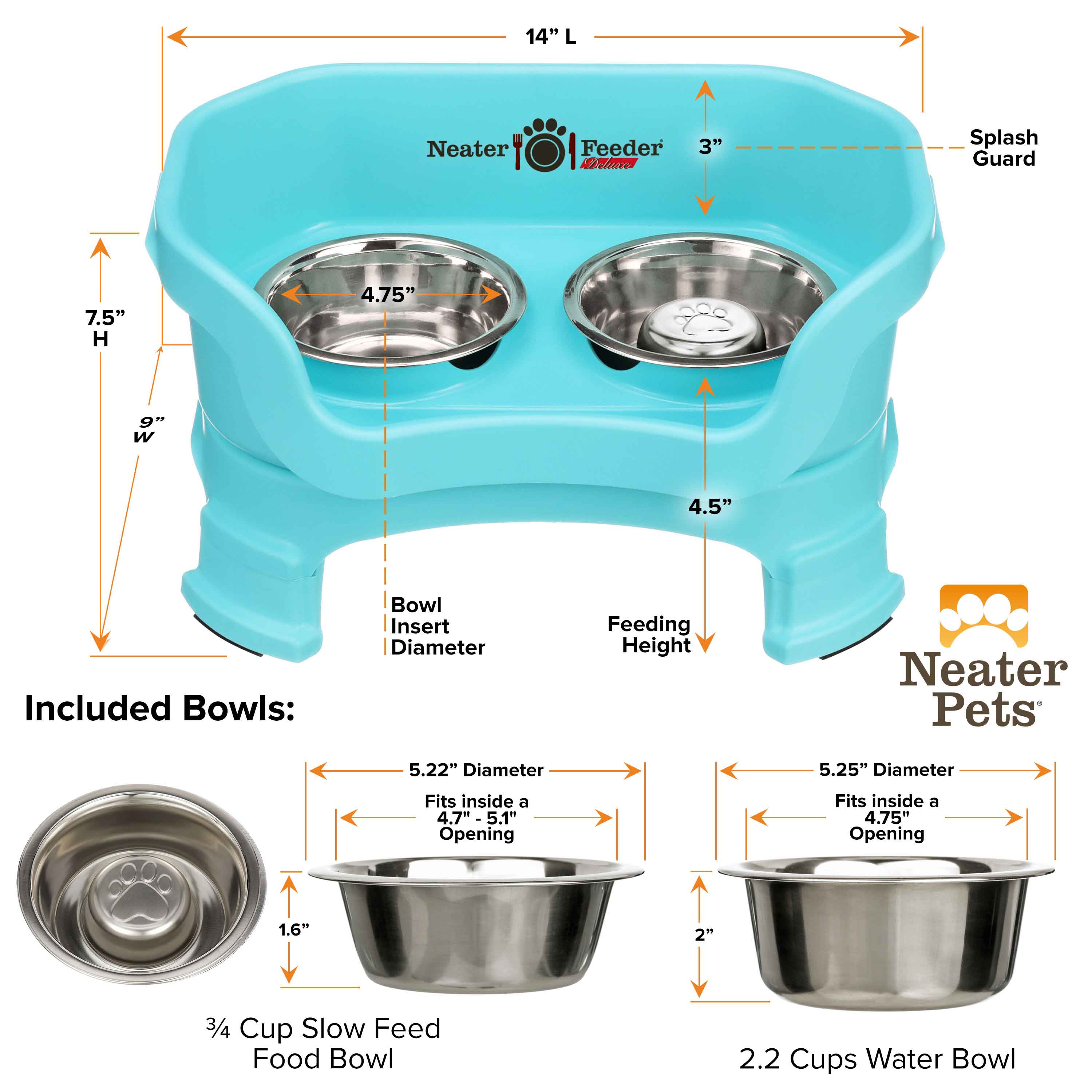 Elevated Slow Feeder Station for Dogs, Stainless Steel Bowl Set and Spill-Catching Basin in Three Sizes source image 83