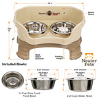 Elevated Slow Feeder Station for Dogs, Stainless Steel Bowl Set and Spill-Catching Basin in Three Sizes source image 86