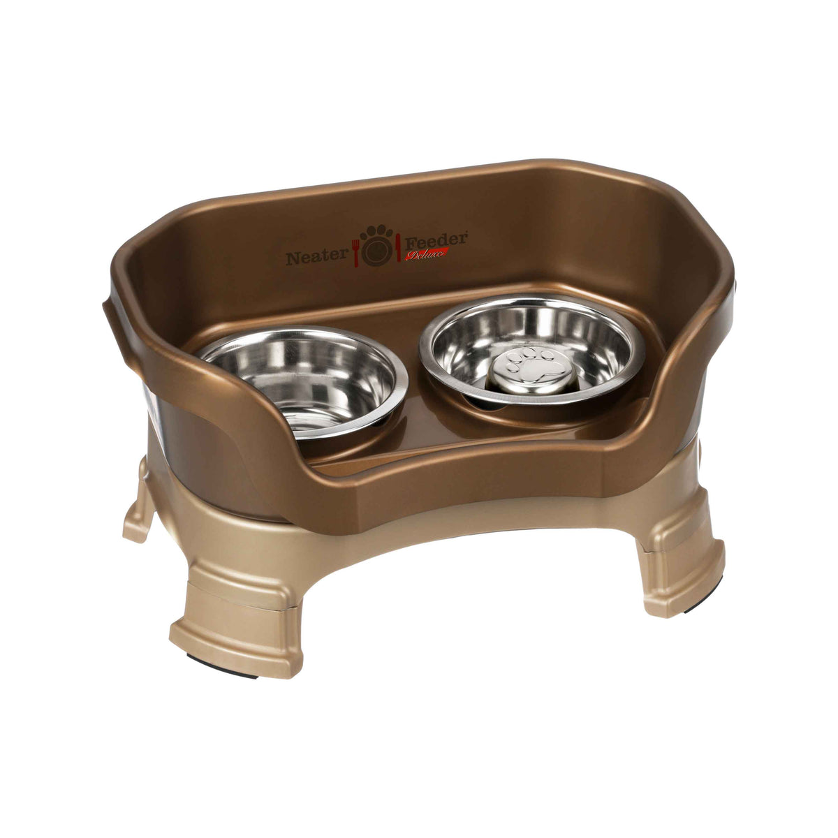 Elevated Slow Feeder Station for Dogs, Stainless Steel Bowl Set and Spill-Catching Basin in Three Sizes source image 87