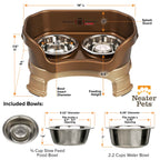 Elevated Slow Feeder Station for Dogs, Stainless Steel Bowl Set and Spill-Catching Basin in Three Sizes source image 89