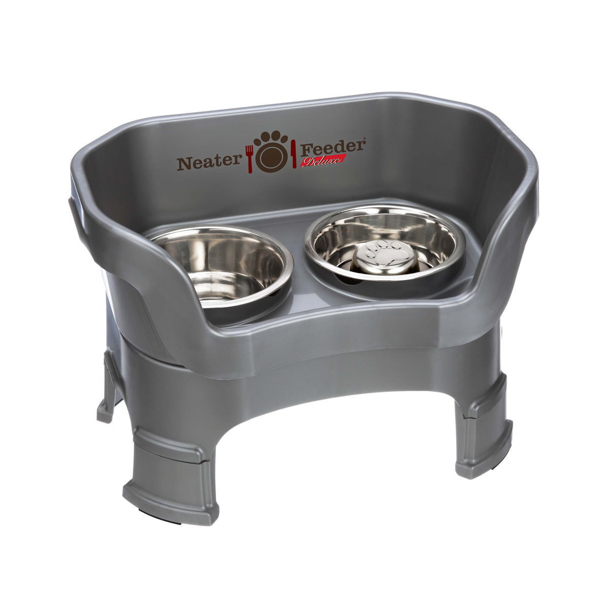 Elevated Slow Feeder Station for Dogs, Stainless Steel Bowl Set and Spill-Catching Basin in Three Sizes source image 93