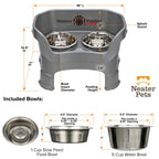 Elevated Slow Feeder Station for Dogs, Stainless Steel Bowl Set and Spill-Catching Basin in Three Sizes source image 95