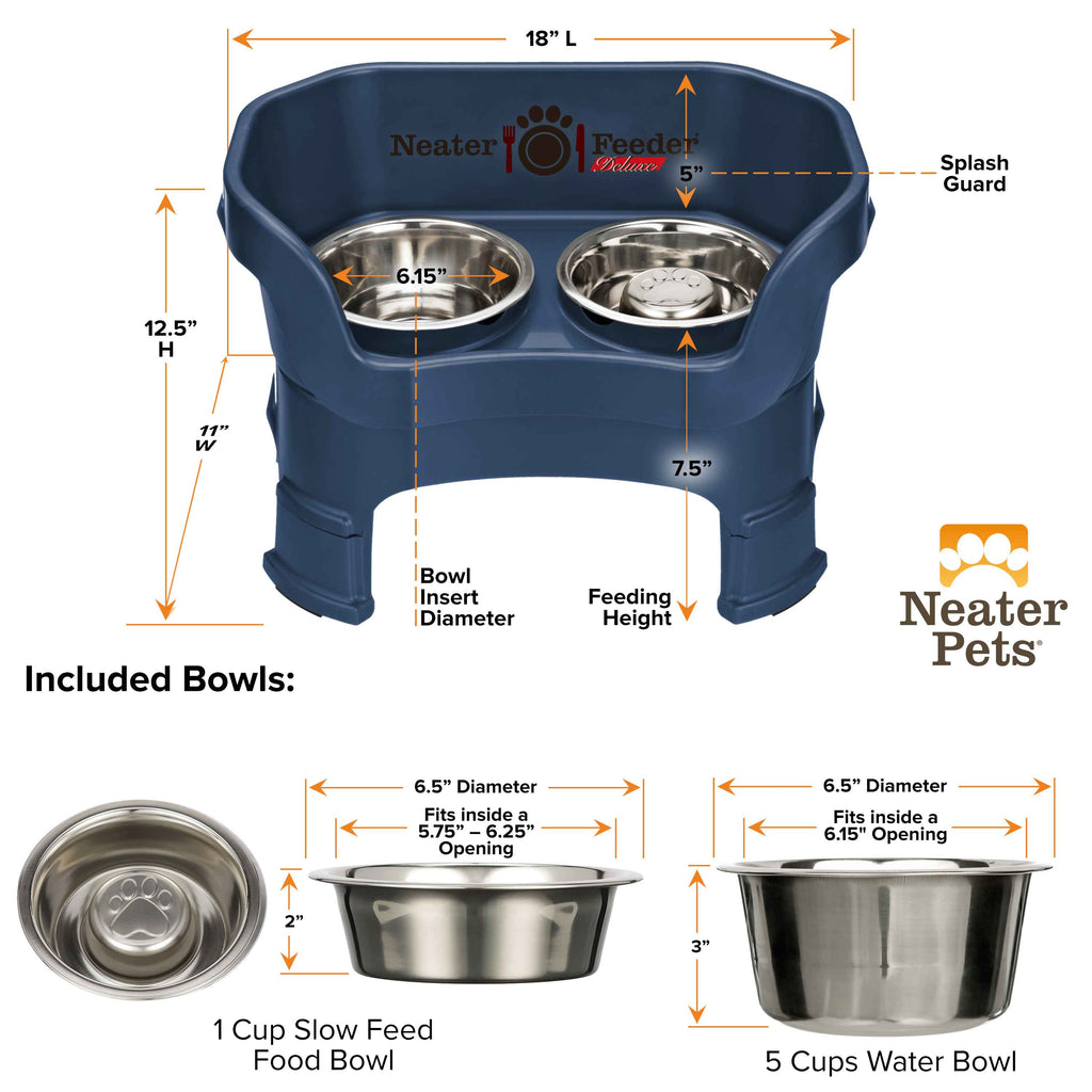 Elevated Slow Feeder Station for Dogs, Stainless Steel Bowl Set and Spill-Catching Basin in Three Sizes source image 98
