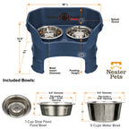 Elevated Slow Feeder Station for Dogs, Stainless Steel Bowl Set and Spill-Catching Basin in Three Sizes source image 98