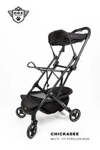 Pet Stroller Base for Detachable Carriers: Compact Folding Frame, Quick-Release Rack and Storage Hooks