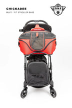 Pet Stroller Base for Detachable Carriers: Compact Folding Frame, Quick-Release Rack and Storage Hooks