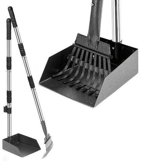 Dog Pooper Scooper Set Stainless Steel – Rust-Proof Tray & Rake with Adjustable Handles, Easy-Clean Pet Waste Removal Scoop for All Breeds, Multiple Colors Available