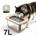 1.85gal Stainless Steel Dog Water Bowl, No Spill Anti-Splash Dog Bowls with Mat, Spill-Proof Slow Feeder for Messy Drinkers, Heavy Duty Pet Bowls for Indoor/Outdoor Use