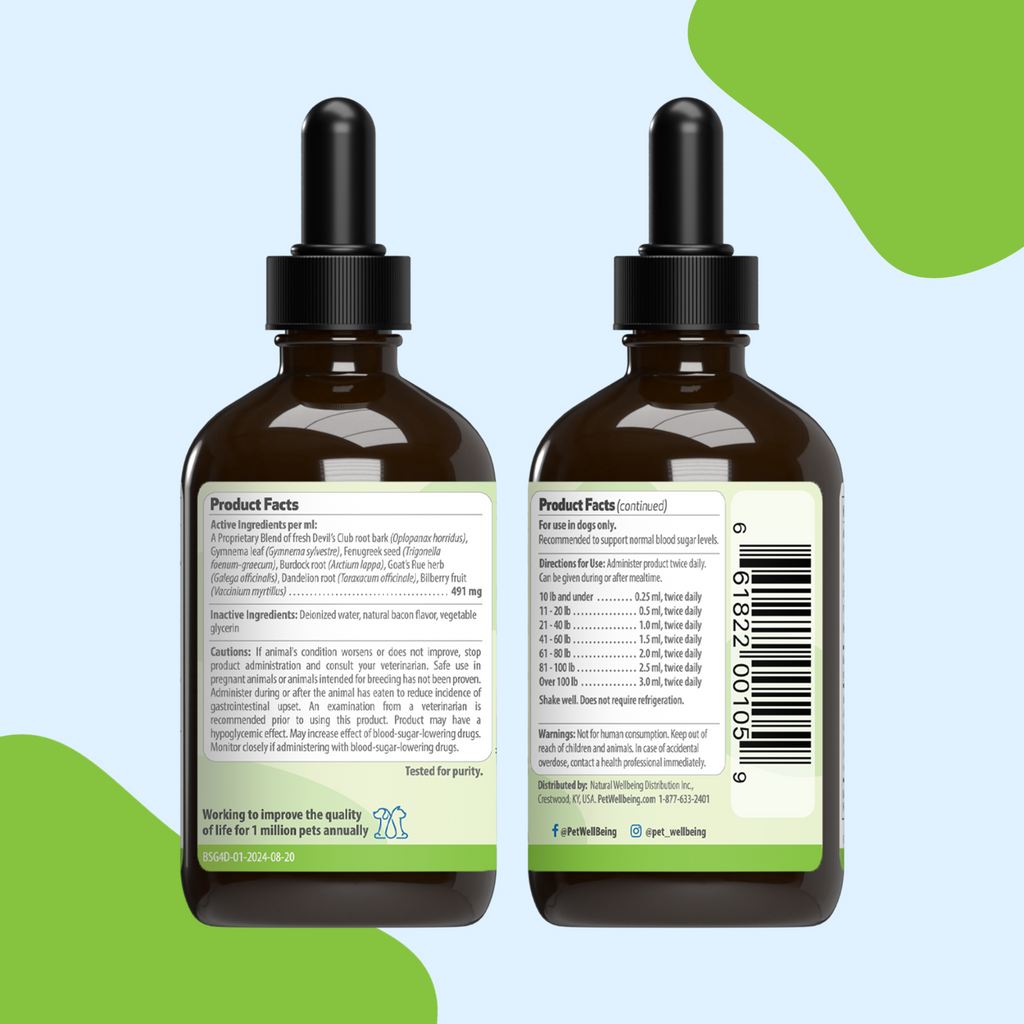 Dog Blood Sugar Supplement for Balanced Levels, Liver and Eye Support in a Gentle Liquid Formula