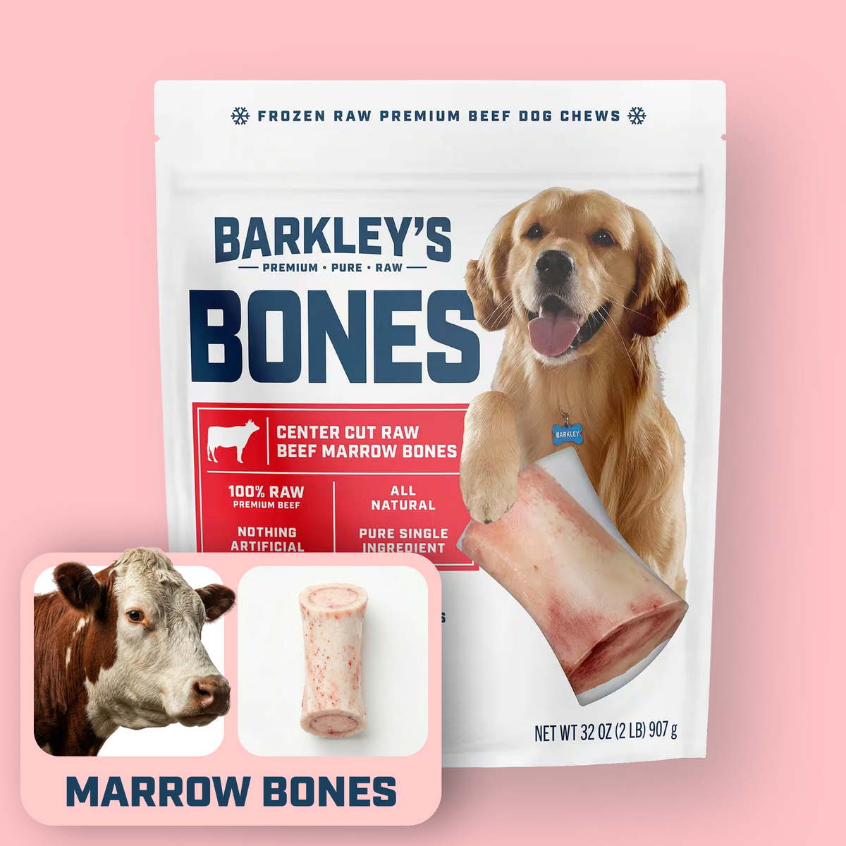 Frozen Beef Marrow Bone Dog Treats product image 1