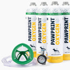 pet oxygen mask, oxygen tubing, regulator, and oxygen canisters