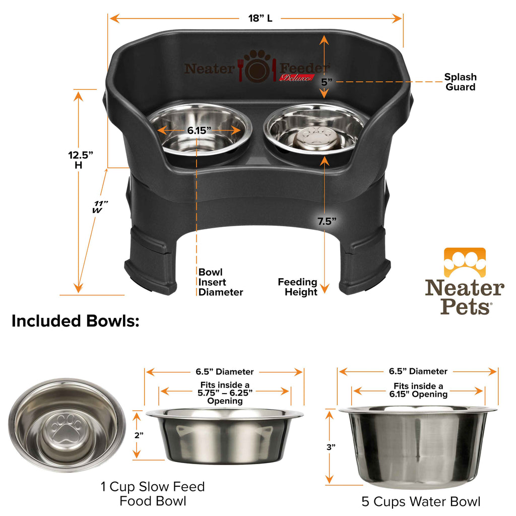 Elevated Slow Feeder Station for Dogs, Stainless Steel Bowl Set and Spill-Catching Basin in Three Sizes source image 101