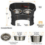 Elevated Slow Feeder Station for Dogs, Stainless Steel Bowl Set and Spill-Catching Basin in Three Sizes source image 101