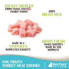Turkey Breast Chunks for Dogs & Cats, 2 lb: Frozen Raw Single-Ingredient Meat for Fresh Pet Meals