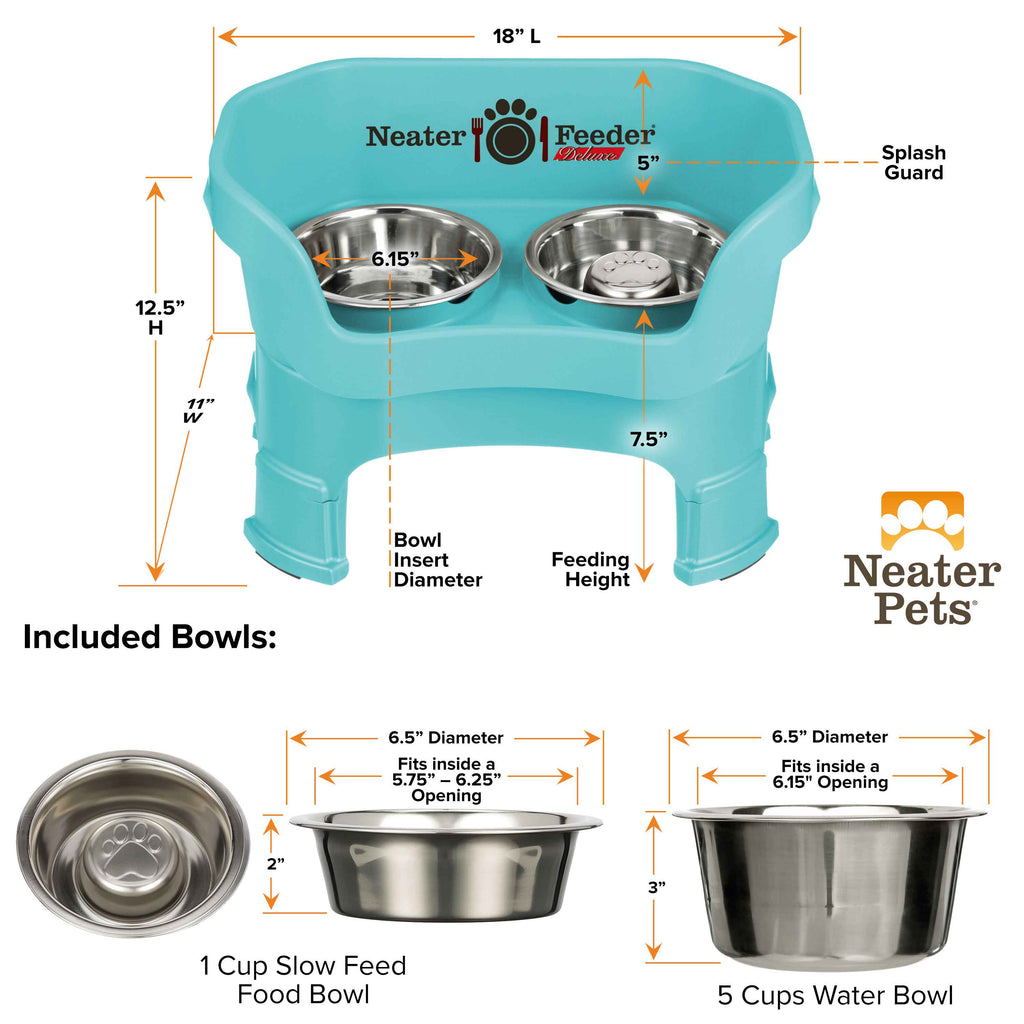Elevated Slow Feeder Station for Dogs, Stainless Steel Bowl Set and Spill-Catching Basin in Three Sizes source image 104