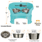 Elevated Slow Feeder Station for Dogs, Stainless Steel Bowl Set and Spill-Catching Basin in Three Sizes source image 104