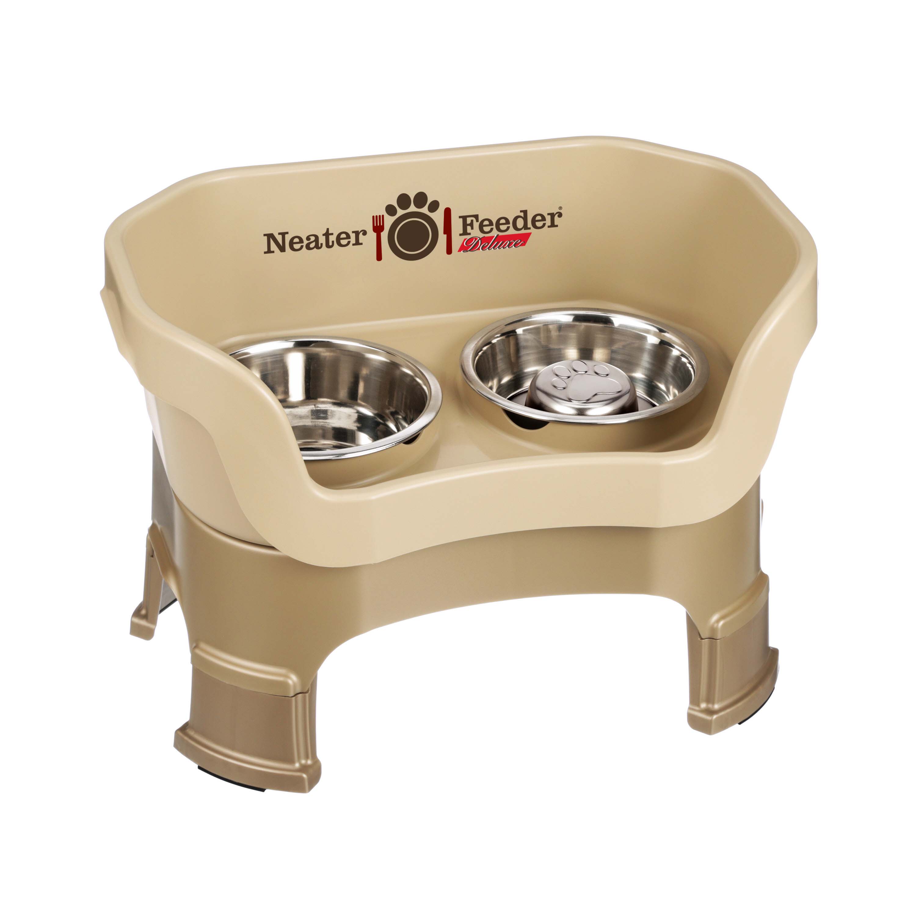 Elevated Slow Feeder Station for Dogs, Stainless Steel Bowl Set and Spill-Catching Basin in Three Sizes source image 105