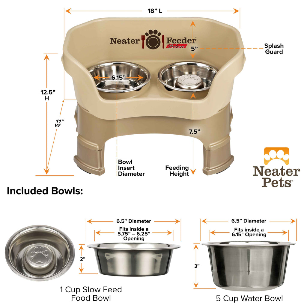 Elevated Slow Feeder Station for Dogs, Stainless Steel Bowl Set and Spill-Catching Basin in Three Sizes source image 107