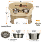 Elevated Slow Feeder Station for Dogs, Stainless Steel Bowl Set and Spill-Catching Basin in Three Sizes source image 107