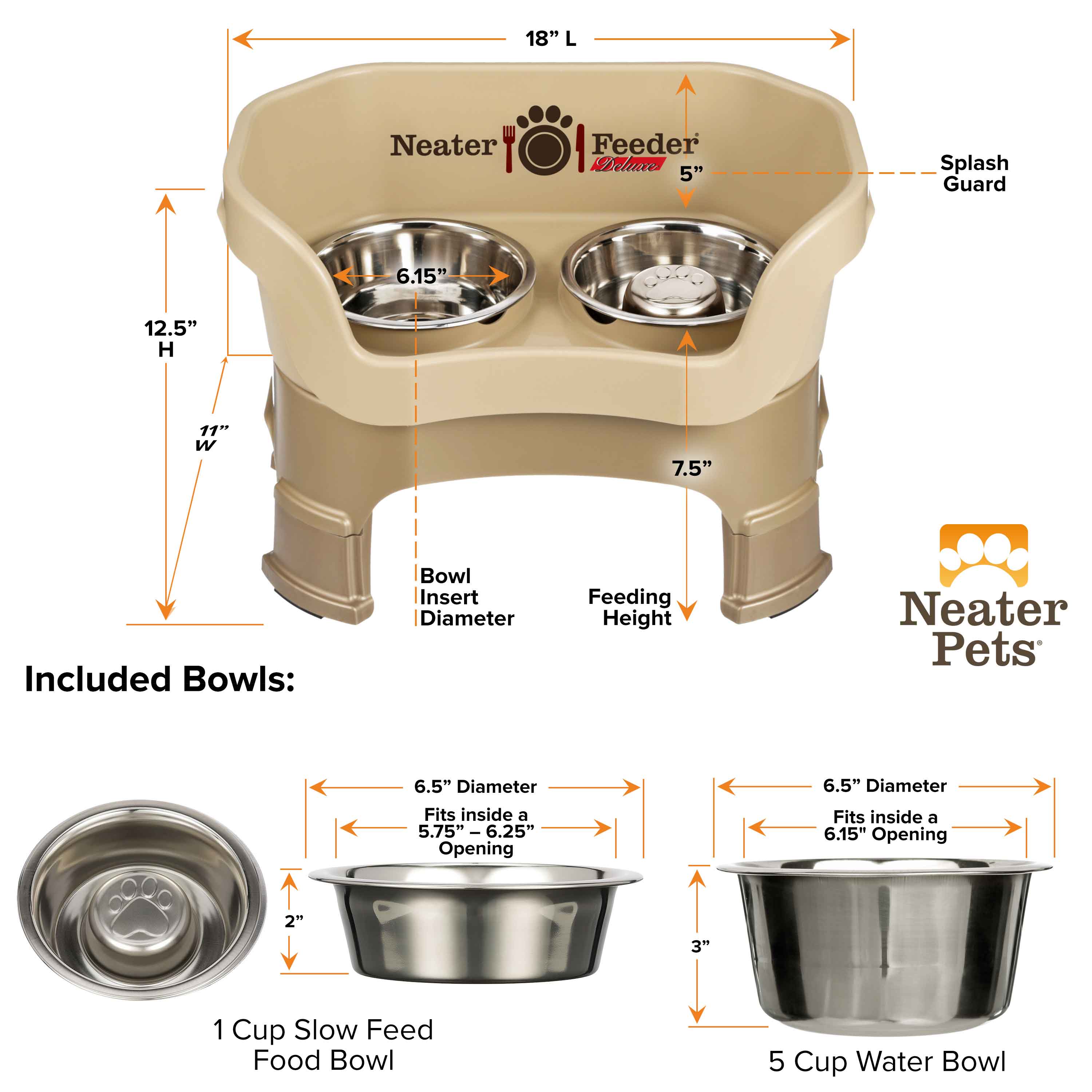 Elevated Slow Feeder Station for Dogs, Stainless Steel Bowl Set and Spill-Catching Basin in Three Sizes source image 107