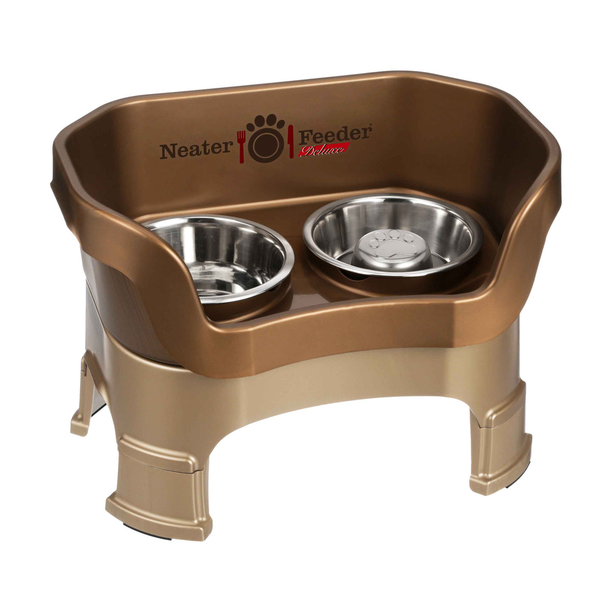 Elevated Slow Feeder Station for Dogs, Stainless Steel Bowl Set and Spill-Catching Basin in Three Sizes source image 108