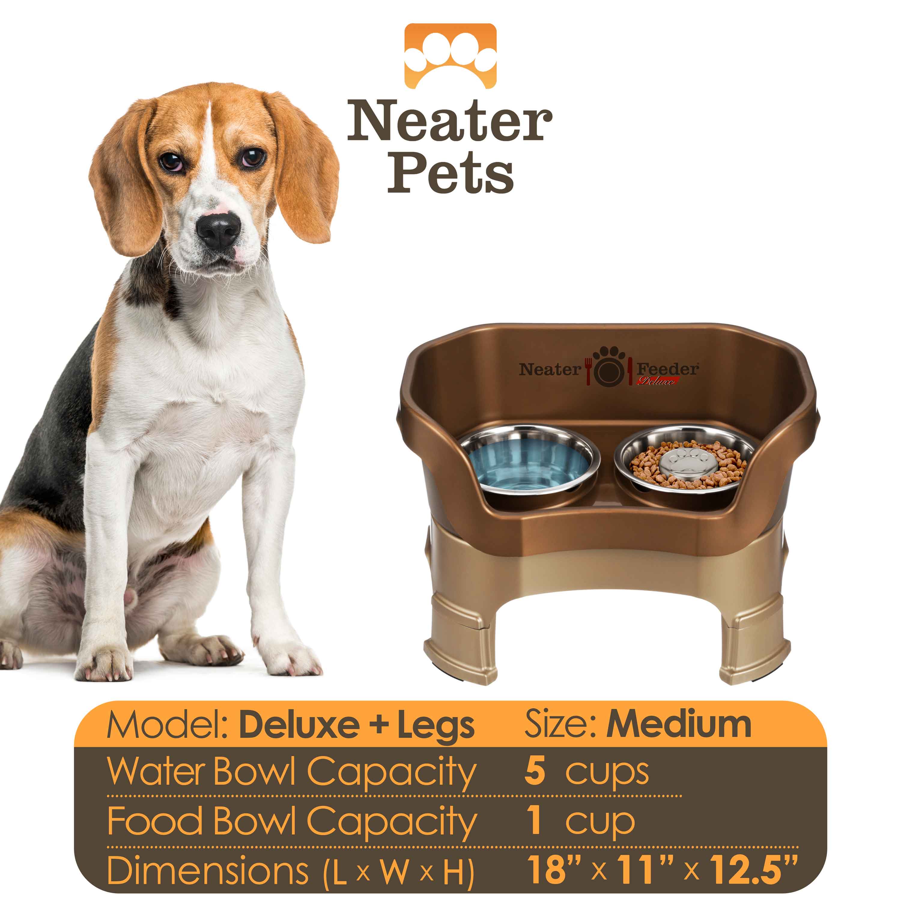 Elevated Slow Feeder Station for Dogs, Stainless Steel Bowl Set and Spill-Catching Basin in Three Sizes source image 109